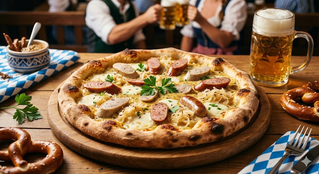 Пицца с баварскими колбасками